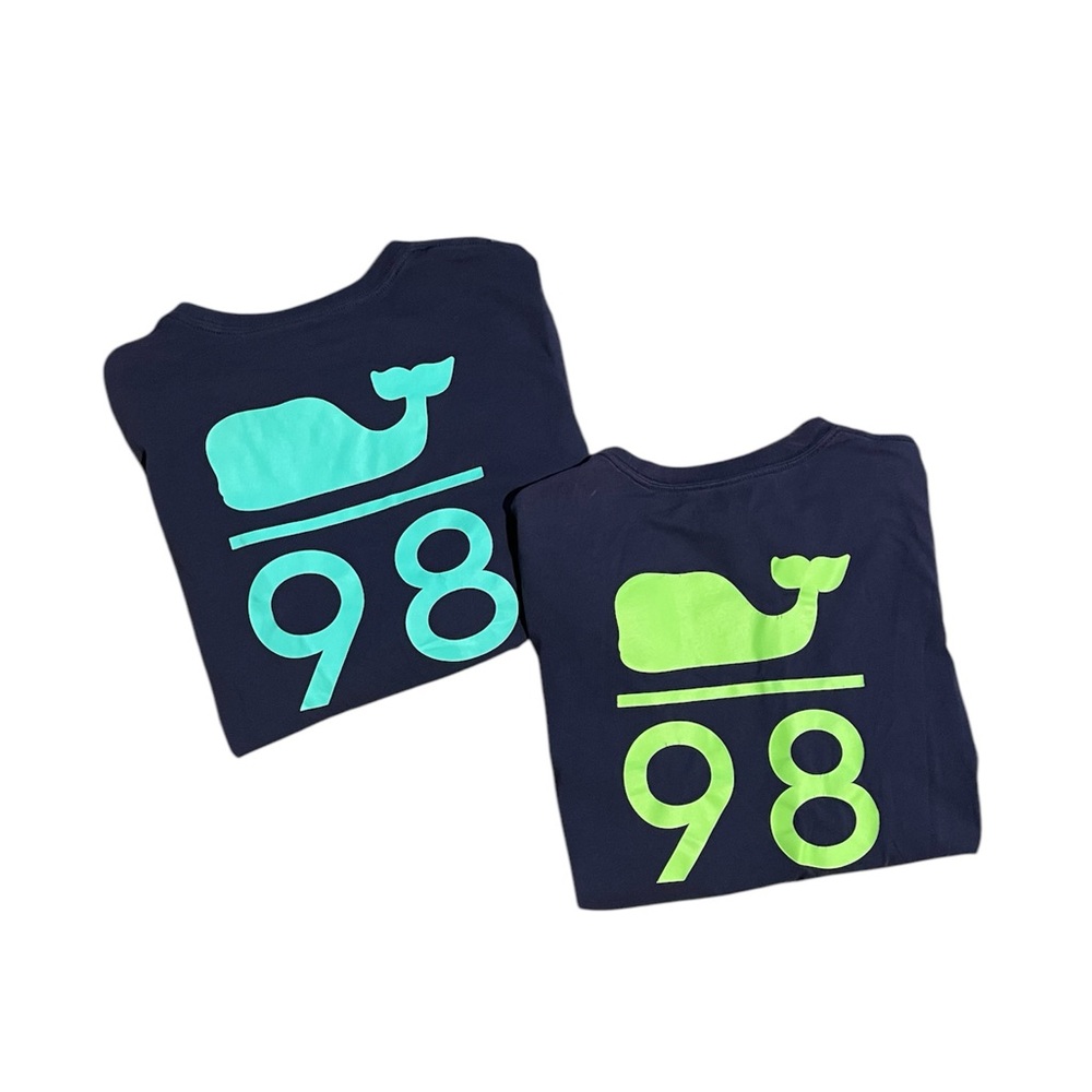 Bundle of Vineyard Vines Youth Green & Turquoise Whale Graphic Long Slee…